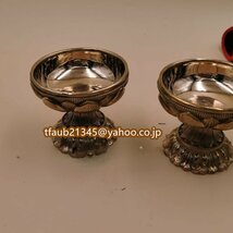 「密教法具 寺院用仏具」極上品 真言宗 蓮華形 仏器（一対） 仏教工芸品 銅製 磨き仕上げ 高さ7cm_画像4