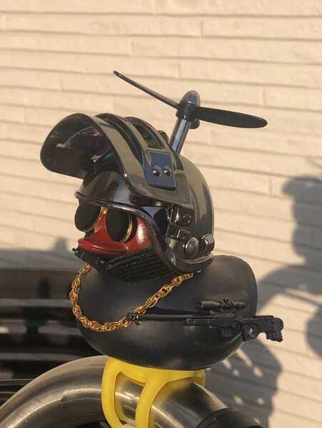 黒アヒル隊長 自転車 車 バイク パフベル ヘルメット 【PUBGブラックx狙撃銃】