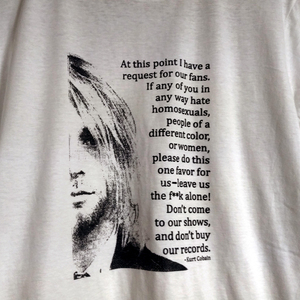 送込　Kurt Cobain　メッセージ　カートコバーン　半袖Tシャツ 白　XLサイズ