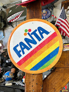  fan ta round type tin plate signboard Coca * Cola FANTA # american miscellaneous goods America miscellaneous goods 