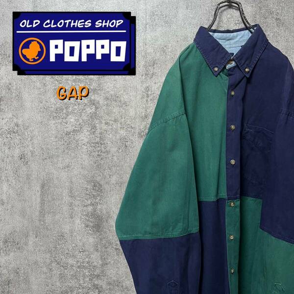 オールドギャップGAP☆パネル切替クレイジーパターンシャツ 90s 長袖シャツ