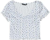 SHEIN Qutie Cottagecore 小花柄 シャーリング TシャツL_画像4