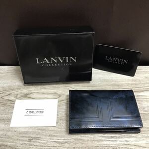 981-0062 未使用品 LANVIN ランバン 名刺入れ カードケース レザー ブルー JLMWOIM1-34