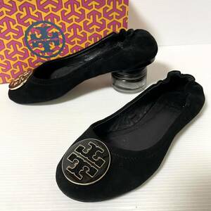 【美品】TORY BURCH トリーバーチ フラットシューズ バレエシューズ スエード　7M 24cm ブラック　＊34