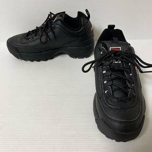 【新品同様】FILA DISRUPTER2 1010153-25Y フィラ　ディスラプター　レザースニーカー　厚底　23.5cm ブラック　＊11