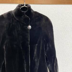 美品 ギ ラロッシュ Guy Laroche サガミンク シェアードミンク 最高級ファーコート チャコール レディース フリーサイズF ＊23