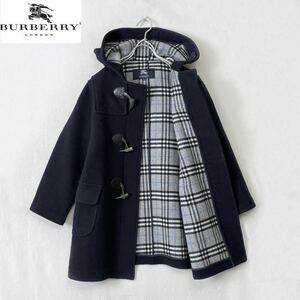 BURBERRY LONDON バーバリーロンドン / ダッフルコート チェック キッズ フード付き ネイビー