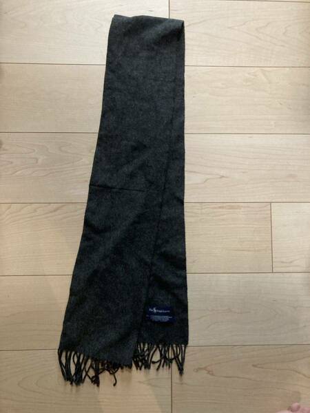 美品　ラルフローレン　ralph lauren 100%カシミヤ　マフラー　チャコールグレー 140cm 30cm RN26128 英国製 made in england