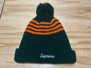 Supremシュプリーム4STRIPE LOOSE GAUGE BEANIE4ストライプ ルーズ ゲージ ビーニー13AWニット帽グリーン×オレンジ系サイズ フリー