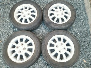 アルトラパン外し スズキ純正13インチアルミホイール13x4.00B+45、155/65R13タイヤ付4本セット　ヨコハマECOS ES31 0115 YOKOHAMA