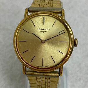 E348-O25-1348 ◎ LONGINES ロンジン 847-4222 手巻き ゴールド文字盤 ゴールドカラー ラウンド メンズ 腕時計 稼動 ②