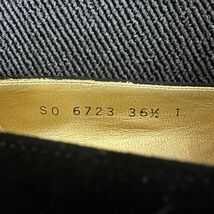 F614-K48-388 Yves Saint Laurent イヴサンローラン パンプス ブラック リボン スエード×エナメル 靴 36 1/2 ヒール 約6.5cm 箱付き ④_画像7