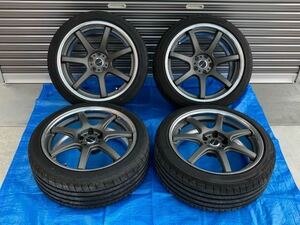 【中古】WORK ワーク エモーション T7R 2P 19インチ タイヤセット フロント8.5J/リア9.5J CKV36 アケボノキャリパー/BS ポテンザS007A