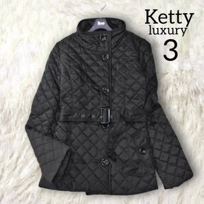 24 【Ketty luxury】 ケティ キルティングコート キルティングジャケット アウター 3 Lサイズ 黒 ブラック ベルト 中綿 上品 レディース