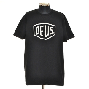 ●485678 未使用品 DEUS EX MACHINA デウスエクスマキナ ●Tシャツ 半袖 シールドロゴ サイズXL メンズ ブラック