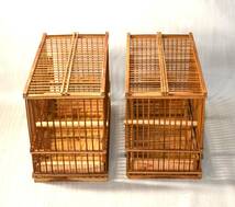 14◆初荷です ◆古い鳥籠 2点 手作り 竹製 木製 丁寧な作りです ◆メジロ 鳥かご ペット用品 未使用 長期保管品_画像4