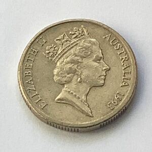 【希少品セール】オーストラリア エリザベス女王肖像デザイン 記念デザイン 1ドル硬貨 1993年 1枚