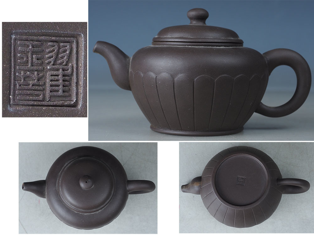 宙】中国古玩 思亭銘 朱泥急須 12.1cm 紫泥 唐物骨董 中国美術 陶都