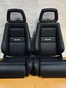 59.60.レカロ RECARO 2脚セット LX-L 黒フェイクレザー張り替え 張替え 張替 ブラックシングルステッチ 片側ダイヤル