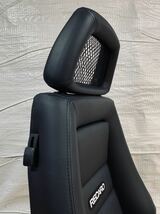 59.60.レカロ RECARO 2脚セット LX-L 黒フェイクレザー張り替え 張替え 張替 ブラックシングルステッチ 片側ダイヤル_画像8