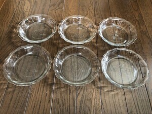 Coca-Cola(コカ・コーラ)　PYREX(パイレックス)　Wネーム　絵柄　小皿　耐熱強化ガラス　直径15.3cm　6枚　電子レンジ　オーブン　送料無料