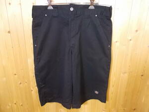 e685◆Dickies WR877RBKショートパンツ◆w34 ディッキーズ ハーフパンツ 半ズボン 黒色 古着 USED ウエスト実寸約84cmほど 5J