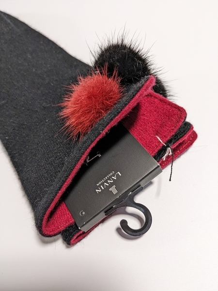 手袋 グローブ 黒 ミンクファー ランバン LANVIN