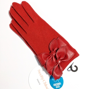 手袋　グローブ　赤　革リボン付　シーバイクロエ　SEE BY CHLOE