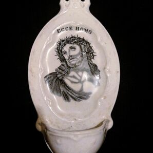 18世紀 フランスアンティーク 陶器 聖水盤 【ECCE HOMO 】ベニチエ