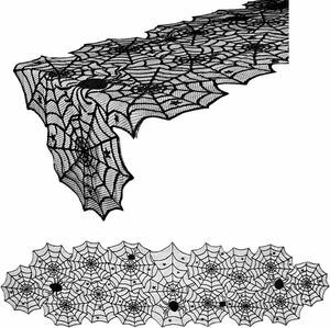 ハロウィン テーブルランナー テーブルクロス クモの巣のディナーテーブル レース 