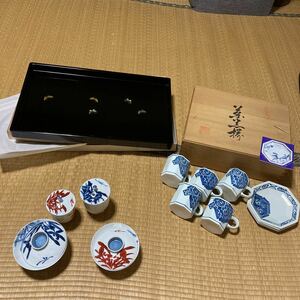 Art hand Auction 손으로 그린, 파란색과 흰색, 염색된 브로케이드, 고품질, 식기, 일본 식기, 밥 그릇