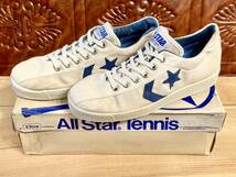 ★☆70s!USA!レア!!converse ALL STAR TENNIS 白/青 SLS 400 24.5cm コンバース オールスター テニス シェブロン デッド ビンテージ 238★_画像1