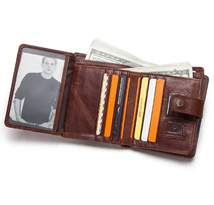 男性 メンズ 本革 アンチRFID ウォレット 二つ折り財布 ジッパー式 ウォレット カードホルダー付き ヴィンテージ_画像2