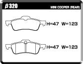 ACRE アクレ ブレーキパッド ユーロストリート リア用 R53 ジョンクーパーワークスGPキット RE16GP H18.7～H19.2 FF 1.6L_画像2