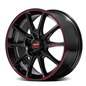 MID RMP RACING R25 Plus (ブラック/リムレッドライン) アルミホイール1本 18×8.5J 5H PCD100 +45 4本購入で送料無料