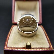 米国 ビンテージ シグネットリング クリアストーン 指輪 925 シルバー アールデコ 刻印 スターリング 昭和レトロ YNE8_画像5