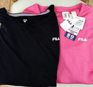 最終値下げ・FILA・DRY＋UV対策,ピンク色Ｌサイズ未使用タグ付き＋ブラック色Ｌサイズ試着のみ，タタミシワ有り,２枚セット。