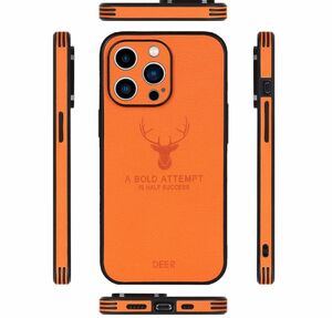 iPhone11pro カバー ケース 鹿レザー 耐衝撃 オレンジ お洒落北欧 高級感 携帯カバー スマホケース iPhone