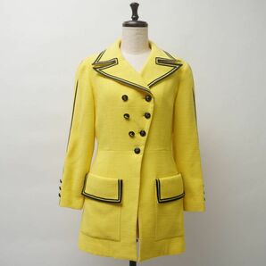 Karl Lagerfeld カールラガーフェルド ダブルブレスト ラインテープカラーデザインジャケット レディース 黄色 イエロー サイズM*GC454の画像1