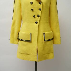Karl Lagerfeld カールラガーフェルド ダブルブレスト ラインテープカラーデザインジャケット レディース 黄色 イエロー サイズM*GC454の画像3