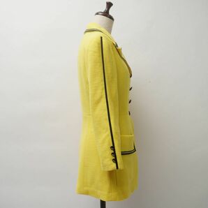 Karl Lagerfeld カールラガーフェルド ダブルブレスト ラインテープカラーデザインジャケット レディース 黄色 イエロー サイズM*GC454の画像4