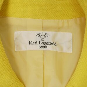Karl Lagerfeld カールラガーフェルド ダブルブレスト ラインテープカラーデザインジャケット レディース 黄色 イエロー サイズM*GC454の画像6