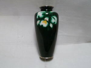 深緑色 花模様 花瓶 花びん 全長25cm