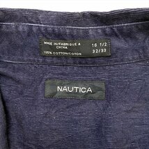 ノーティカ シャツ 長袖 ネイビー NAUTICA 古着 メンズ XL サイズ16-1/2 コーデュロイシャツ ボタンダウン 胸ポケット 無地_画像2
