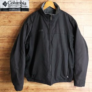 *1J/S6.19-7　Columbia　コロンビア　ポリコットン　ジャケット　ジャンパー　裏フリース　アウトドア　メンズ　L　ブラック　アメリカ古着