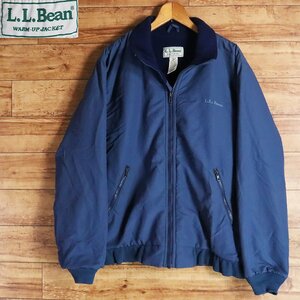 B1S/R6.9-3　L.L.Bean　エルエルビーン　ウォームアップジャケット　裏フリース　シェルジャケット　フルジップ　アウター　L　ネイビー