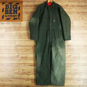 L1J/Y7.17-3　70s~80s ヴィンテージ　BIG BEN by Wrangler　ビッグベン バイ ラングラー　つなぎ　ツナギ　オールインワン　中綿　TALON　M