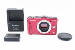 [良品] Panasonic パナソニック LUMIX DMC-GF2 ミラーレス 一眼レフカメラ 赤 即決送料無料/#1990842A