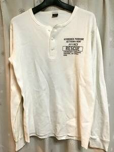 良品【AVIREX/アヴィレックス】ヘンリーネック ワッフル長袖Ｔシャツ/Ｌ★AIR FORCE★ホワイト★メンズ★USED