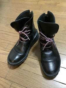 【heart label/ハートラベル】ショート丈レザーブーツ/23、5cm★ブラック★レディース★USED